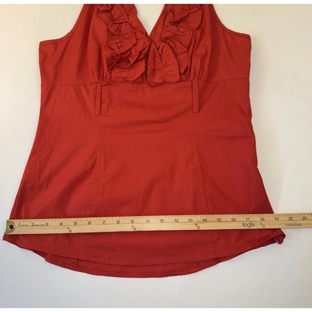 HeartSoul Halter Top Women Large Red Ruffle Neck Cotton Spandex Chic Blouse Boho - Picture 9 of 14